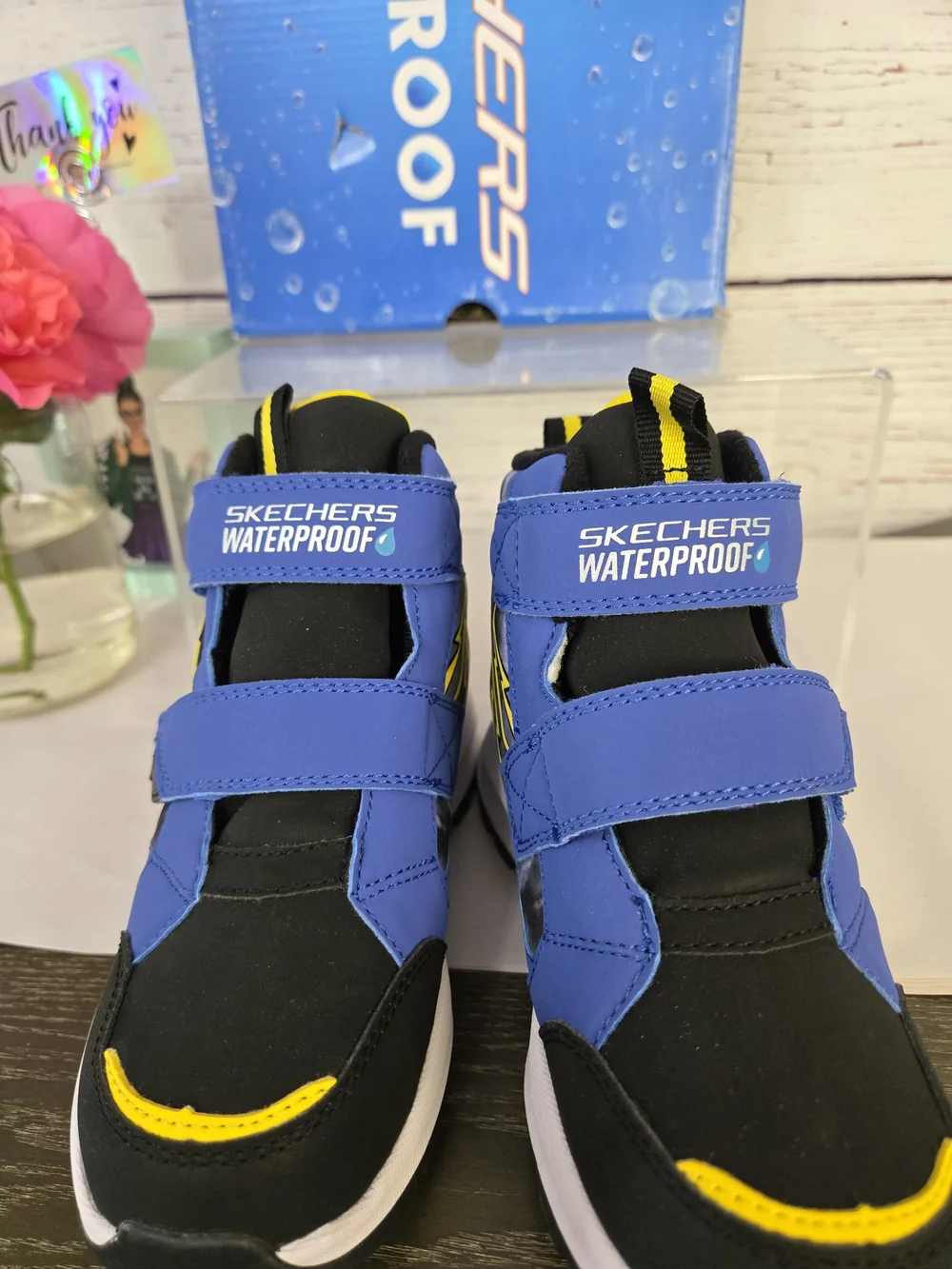 NEW Skechers S-Lights Waterproof Light-Up Kids Winter Boots Blue Black